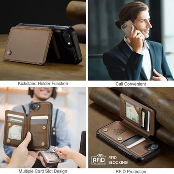 iPhone 16e/17e Caseme C22-etui RFID-kortpung - brun