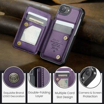 iPhone 16e/17e Caseme C22-etui RFID-kortpung - lilla