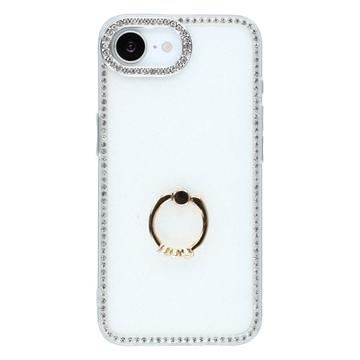 iPhone 16e/17e CrystalGlow Hybrid Cover med Ringholder - Hvid