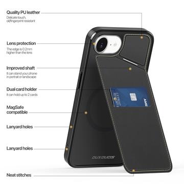iPhone 16e/17e Dux Ducis Rafi II Magnetisk Cover med kickstand og kortholdere - Sort