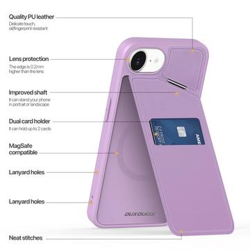 iPhone 16e/17e Dux Ducis Rafi II Magnetisk cover med kickstand og kortholdere - Lilla