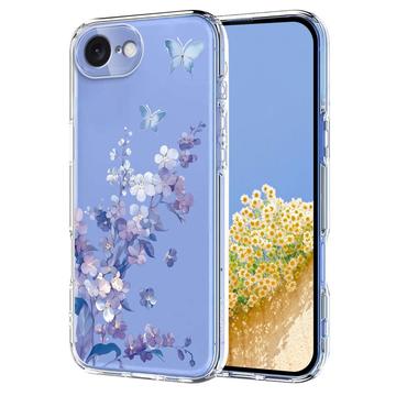 iPhone 16e/17e TPU-cover med blomstermønster - Lilla