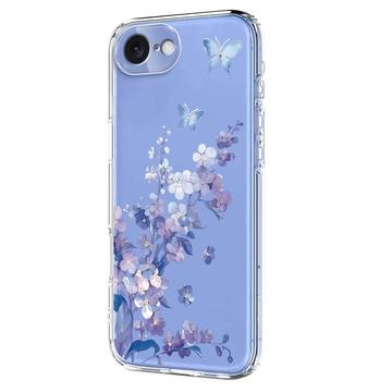 iPhone 16e/17e TPU-cover med blomstermønster - Lilla