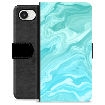 iPhone 16e Premium Flip Cover med Pung - Blå Marmor