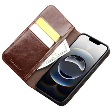 iPhone 16e/17e Qialino Classic Læderpung - Mørkebrun