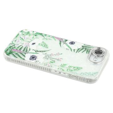 iPhone 16e/17e Spring Galvaniseret IMD Hybrid Cover med kamerabeskyttelse - Grønne blomster
