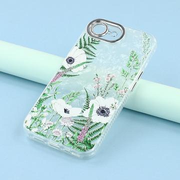 iPhone 16e/17e Spring Galvaniseret IMD Hybrid Cover med kamerabeskyttelse - Grønne blomster