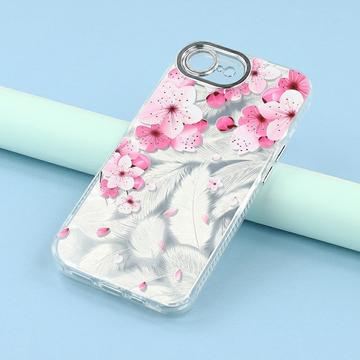 iPhone 16e/17e Spring Galvaniseret IMD Hybrid Cover med kamerabeskyttelse - Lyserøde blomster