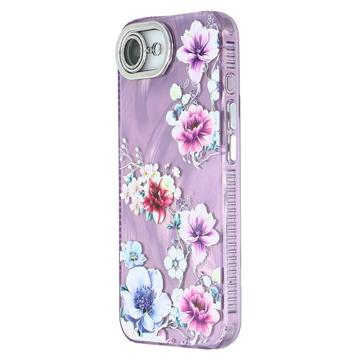 iPhone 16e/17e Spring Galvaniseret IMD Hybrid Cover med kamerabeskyttelse - Lilla blomster