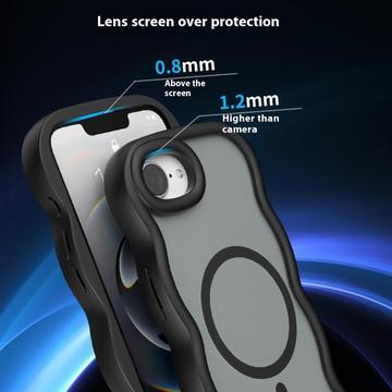 iPhone 16e/17e Bølgekant magnetisk hybrid cover - sort