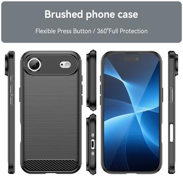 iPhone Air Børstet TPU Cover - Karbonfiber - Sort