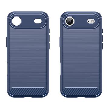 iPhone Air Børstet TPU Cover - Karbonfiber - blå