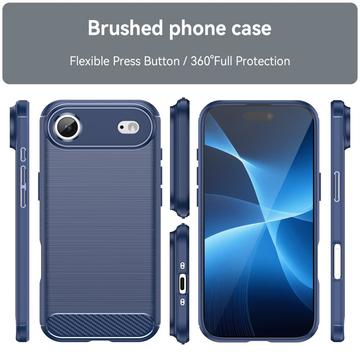 iPhone Air Børstet TPU Cover - Karbonfiber - blå