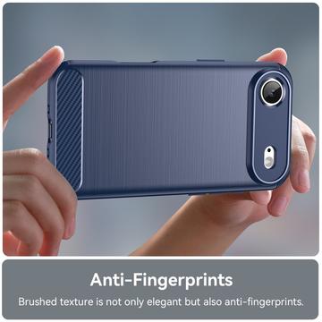 iPhone Air Børstet TPU Cover - Karbonfiber - blå