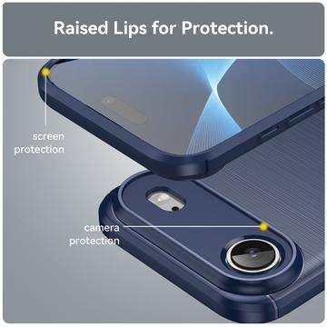 iPhone Air Børstet TPU Cover - Karbonfiber - blå