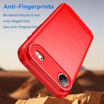 iPhone Air Børstet TPU Cover - Karbonfiber - rød