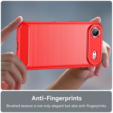 iPhone Air Børstet TPU Cover - Karbonfiber - rød
