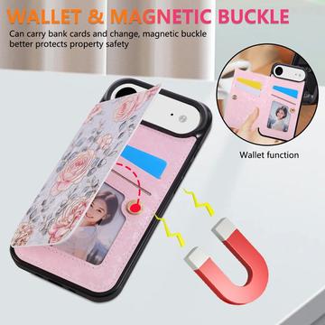 iPhone Air Cover med blomsterprint og RFID-kortholder - Roser