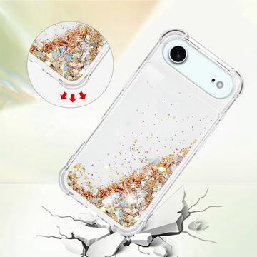 iPhone Air Glitter Quicksand TPU Cover - Guldhjerter