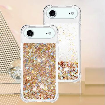 iPhone Air Glitter Quicksand TPU Cover - Guldhjerter