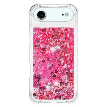 iPhone Air Glitter Quicksand TPU Cover - Lyserøde hjerter
