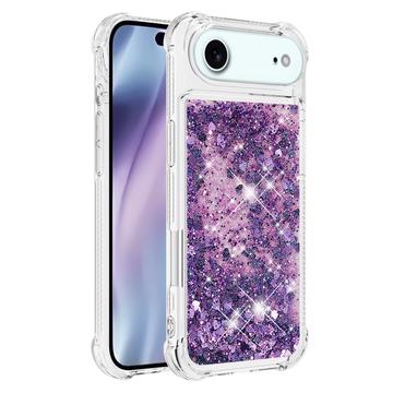 iPhone Air Glitter Quicksand TPU Cover - Lilla hjerter