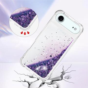 iPhone Air Glitter Quicksand TPU Cover - Lilla hjerter
