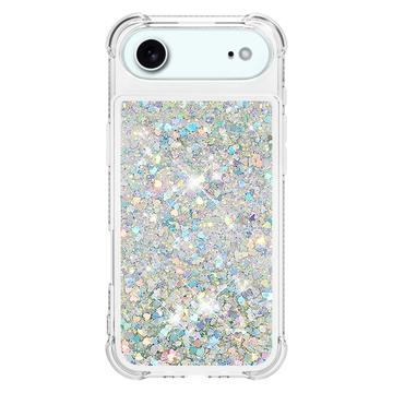 iPhone Air Glitter Quicksand TPU Cover - Sølvhjerter