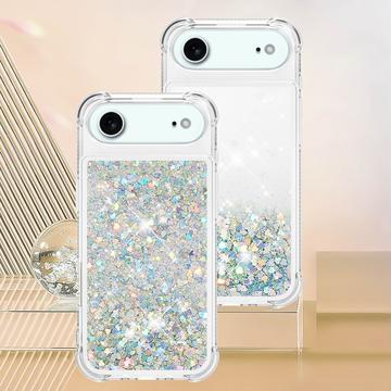 iPhone Air Glitter Quicksand TPU Cover - Sølvhjerter