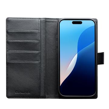 iPhone Air Qialino 2-i-1 aftagelig pung læderetui - MagSafe-kompatibel - Sort