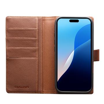 iPhone Air Qialino 2-i-1 aftagelig pung læderetui - MagSafe-kompatibel - Brun