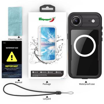 iPhone Air Redpepper IP68 Magnetisk Vandtæt Cover - Sort