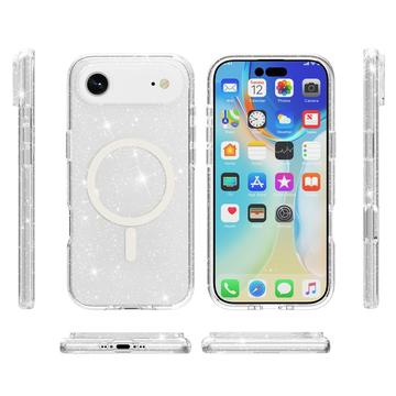 iPhone Air Stylish Glitter Series Hybrid Cover - MagSafe kompatibel - Hvid