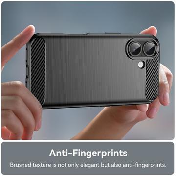 iPhone 17 Børstet TPU Cover - Karbonfiber - Sort