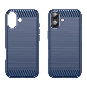 iPhone 17 Børstet TPU Cover - Karbonfiber - blå