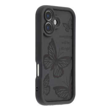 iPhone 17 TPU-cover med Sommerfugleprint - Sort