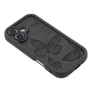 iPhone 17 TPU-cover med Sommerfugleprint - Sort