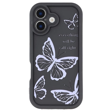 iPhone 17 TPU-cover med Sommerfugleprint - Lilla / Sort