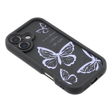 iPhone 17 TPU-cover med Sommerfugleprint - Lilla / Sort