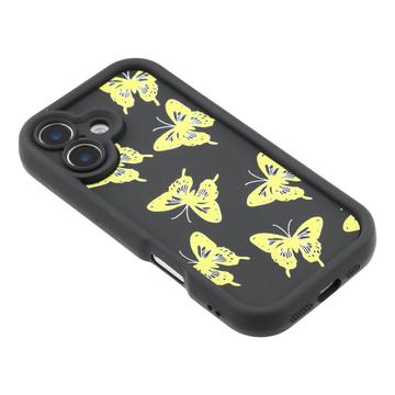 iPhone 17 TPU-cover med Sommerfugleprint - Gul / Sort