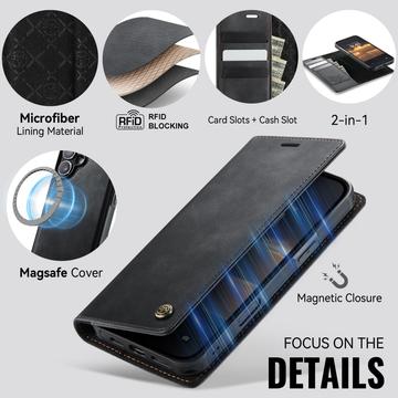 iPhone 17 Caseme C49 2-i-1 aftagelig pungetui - MagSafe-kompatibel, RFID - Sort