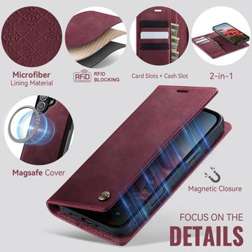 iPhone 17 Caseme C49 2-i-1 aftagelig pungetui - MagSafe-kompatibel, RFID - Rød