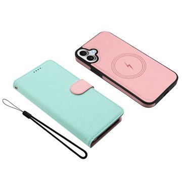 iPhone 17 aftageligt pungetui med MagSafe, RFID-beskyttelse og håndrem - Mynte / Pink