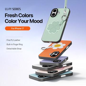 iPhone 17 Dux Ducis Luvy cover med fingerring/håndrem - Grøn / Kløver