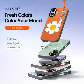 iPhone 17 Dux Ducis Luvy cover med fingerring/håndrem - Orange / Marguerit