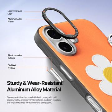 iPhone 17 Dux Ducis Luvy cover med fingerring/håndrem - Orange / Marguerit