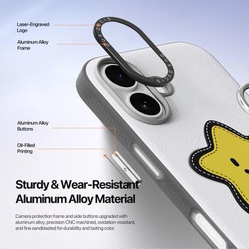 iPhone 17 Dux Ducis Luvy cover med fingerring/håndrem - hvid / stjerne