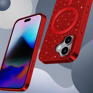 iPhone 17 Galvaniseret glitter cover - MagSafe-kompatibel - rød