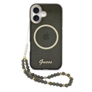 iPhone 17 Guess IML Glitter Script Rem Cover - MagSafe-kompatibel - Sort