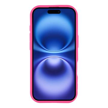 iPhone 17 stødsikkert TPU-cover med hjertemønster og forhøjede kanter - Hot Pink